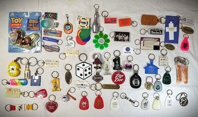 Collectible Keychains - Lot of 60 - Mixed Assortment   Vintage to Modern