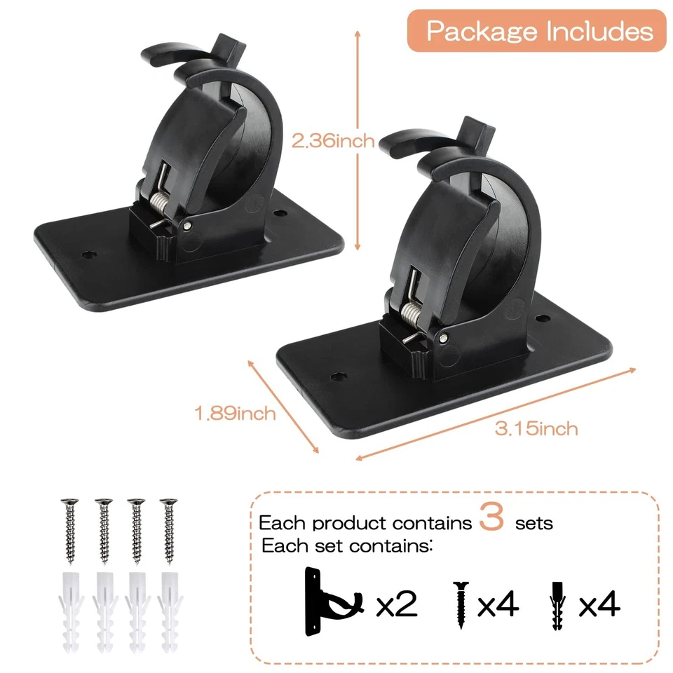 Paquete de 6 soportes de barra de cortina autoadhesivos de alta resistencia sin taladro soportes de montaje en pared Foto 4 de 4