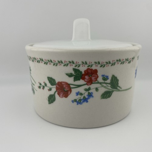 Zuccheriera Farberware giardino inglese con coperchio bianco bordo floreale 225A - Foto 2 di 7