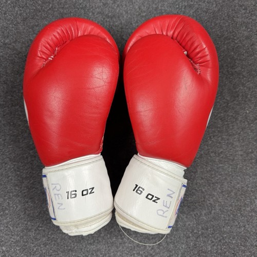 Windy 16oz Classic Muay Thai Boxing Gloves Red W/ White Strap - Used - Picture 24 of 24