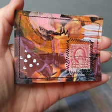 ACEO Original Mixed Media Postage Stamp Washington Abstract Art Painting AMBER K