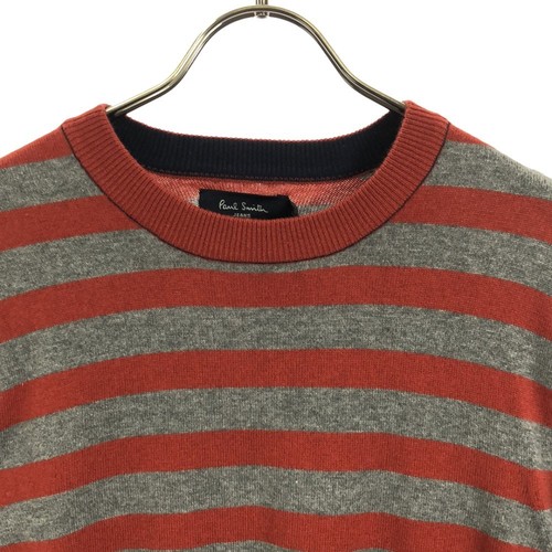 Paul Smith JEANS Unused Striped Long Sleeve Knit Sweater Men's M Size Red Gray - Picture 3 of 8