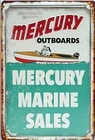 Mercury Outboard Motors Vintage Advertising All Metal Tin Sign up to 12x18"