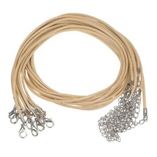 10pcs Waxed Necklace Cord Bulk, 16" and 2mm Dia Necklace String Rope, Khaki