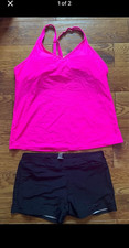 Women s 2XL 2-Piece Tankini Set Solid Pink Ta...