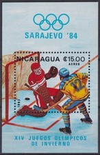 F-EX61787 NICARAGUA MNH 1984 WINTER OLYMPIC GAMES SARAJEVO HOCKEY.