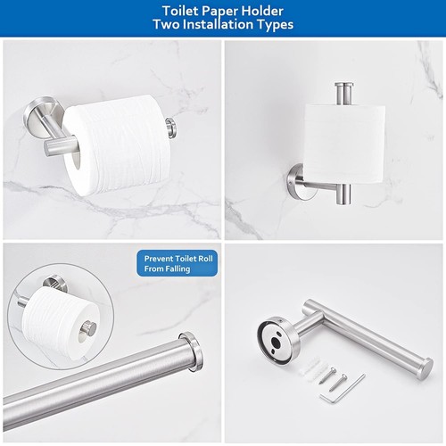 6 PCS Bathroom Hardware Set, Brushed Nickel Towel Bar, Stainless Steel Towel ... - Picture 4 of 8
