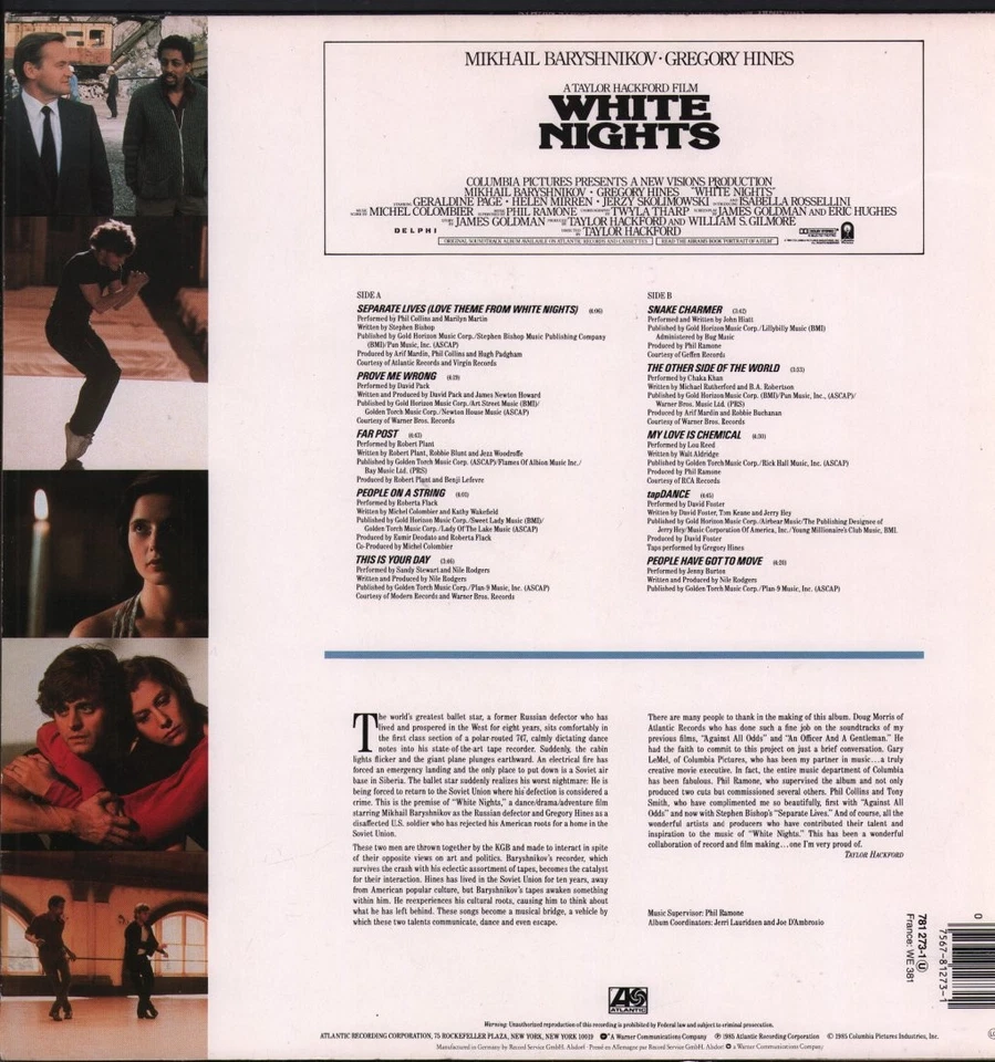 Various Artists White Nights - Original Motion Picture Soundtrack LP vinyl - Image 3 of 4