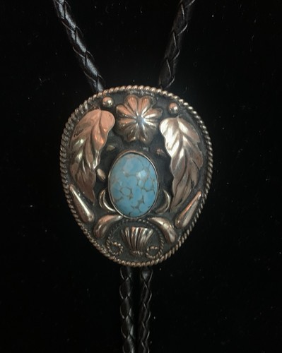 Navajo Sterling Silver Turquoise Bolo Tie 35 Grams Signed J. Germani, Mexico Vtg - Picture 21 of 23