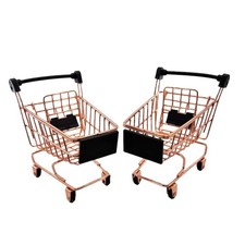 2 Pcs Mini Metal Shopping Cart, Mini Shopping Grocery Cart Supermarket Handca...
