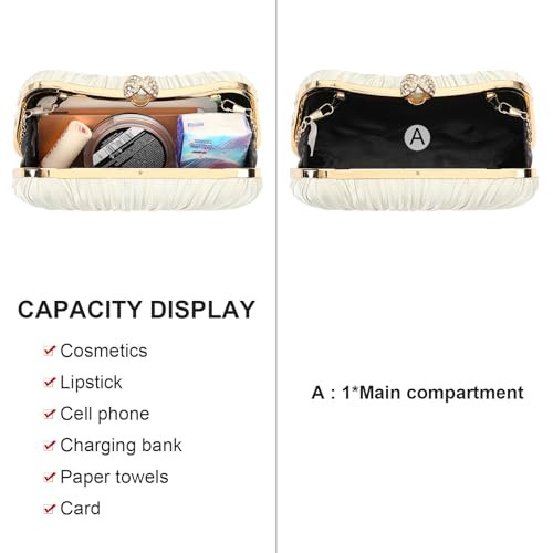 Carteras sin asas para mujer Bolso de noche Plisado Satines sin asas Cartera Lujo Dorado - Imagen 3 de 6