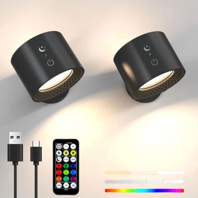 Rechargeable LED Wall Sconce Lights Magnetic Wall Mounted Night Lamp With Remote