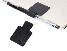 Self-Adhesive Pen Loop Leather Sticker Holder with Elastic Band Black, 2pcs