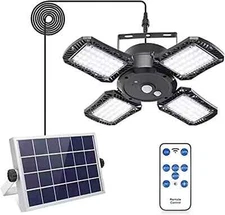 Solar Shed Light Pendant - 1000LM 128LED - Remote & 4 Modes - IP65 Waterproof