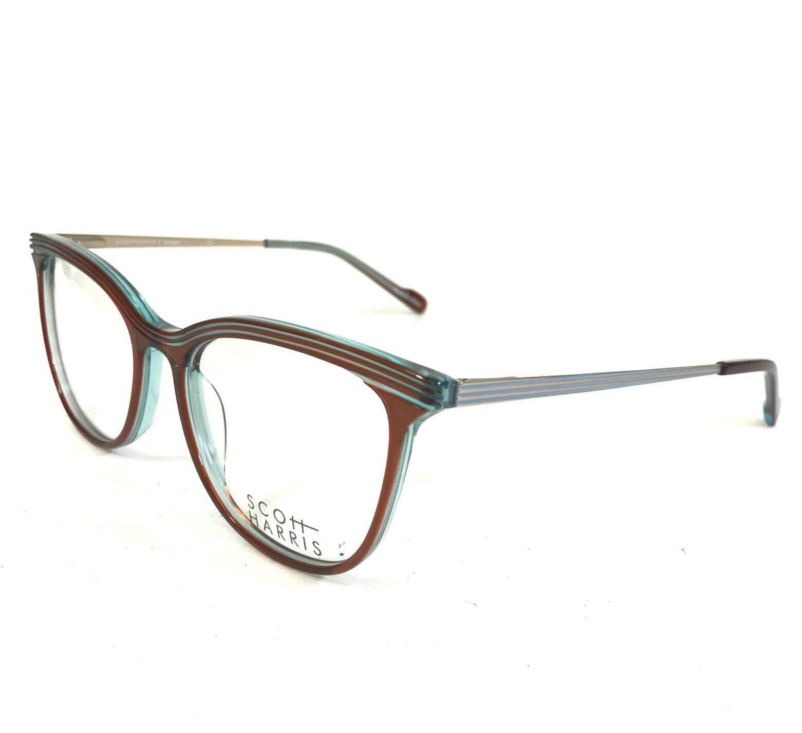 Scott Harris Eyeglasses Frames SH-802 C3 Brown Gray Blue Cat Eye 53-17-140 15290₽