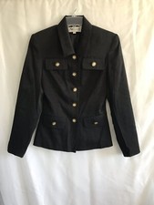 Vintage Hannah Jacket Size 4 Gold Button Military Style Made Russia Black Blazer