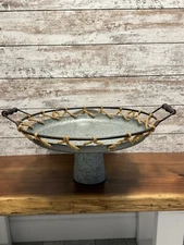Metal Serving Tray 24” with Stand Accented With Twine