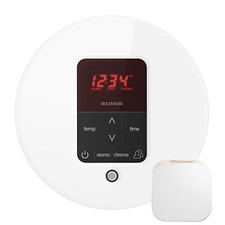 Mr Steam iTempoPlus  Round Steam Shower Control in White wPolished Chrome Bezel