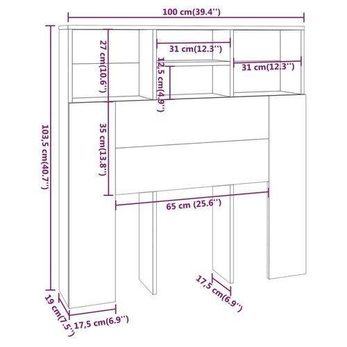 Bett Kopfteil mit Ablagen 100x19x103,5cm Betthaupt mehrere Auswahl vidaXL - Bild 23 von 89