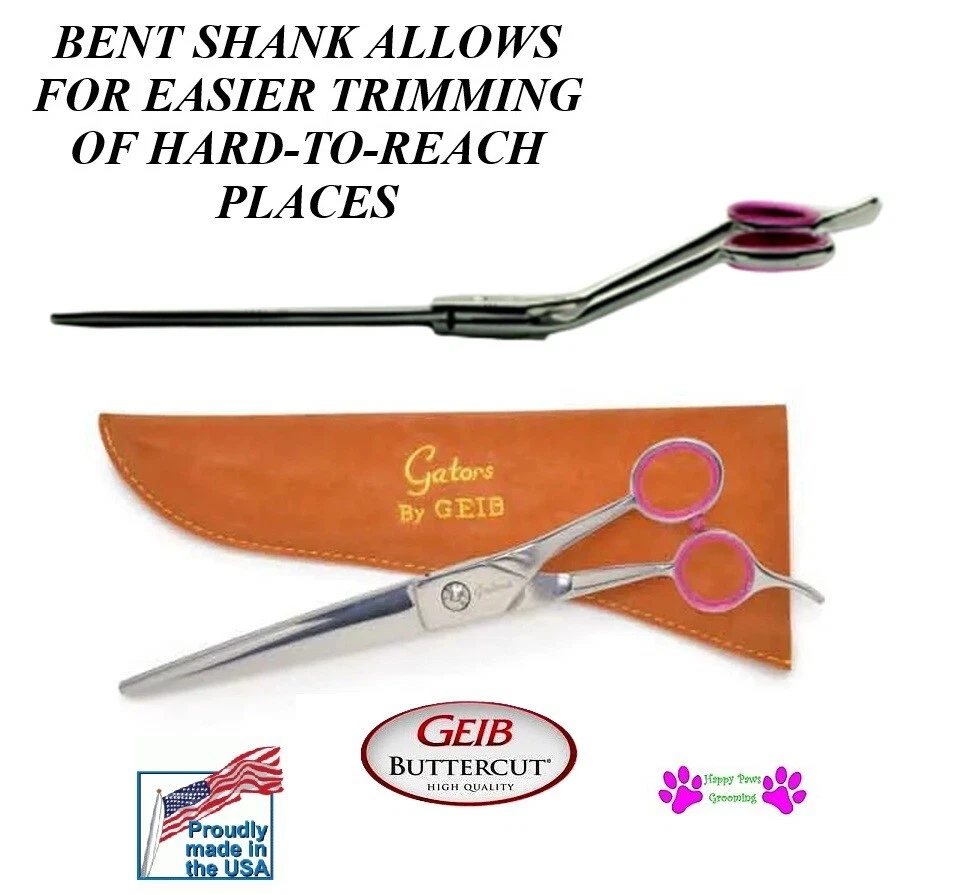 Geib Buttercut Gator Bent Shank Straight Pet PRO Grooming 7 1/2" Shear Scissors