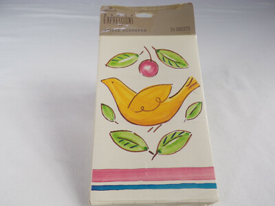 Vintage Hallmark Party Expressions Bridge Scorepad Folk Art Bird w/24 Sheets 