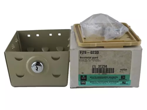 NEW White-Rodgers F29-0233 Thermostat Guard W/ Keys and Mounting Screws F290233