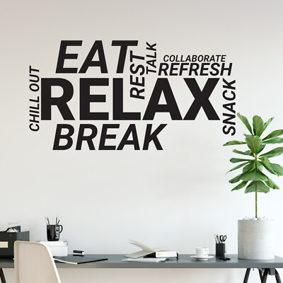 Vinyl Wall Decal Break Room Office Words Cloud Decoration Idea Stickers (ig6013)