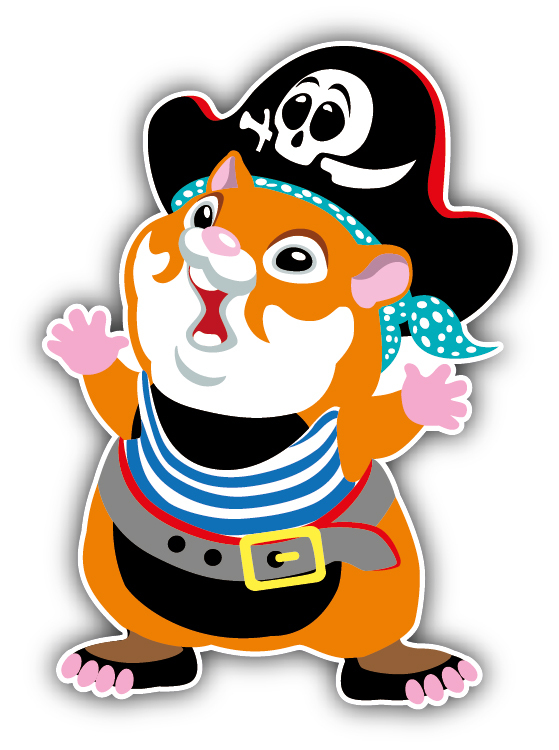 Hamster Pirate Cartoon Car Bumper Sticker Decal 4'' x 5'' | eBay UK