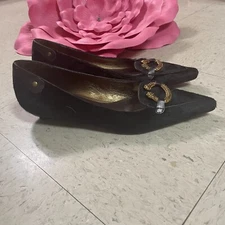 J VINCENT Brown Calf Hair Leather Embellished Flats Womens Size 6