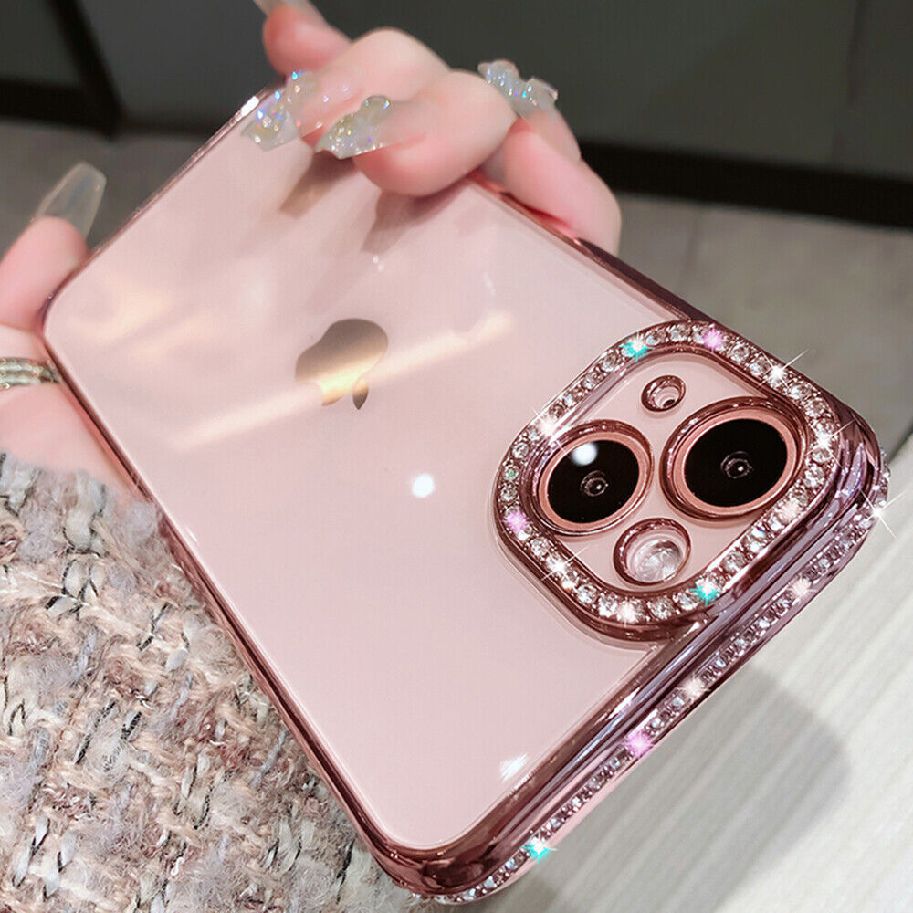 Luxury Brand Glitter Rose Square Phone Case For iPhone 13 12 11