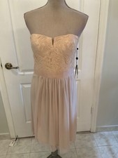ADRIANNA PAPELL Beige Tulle Strapless dress Size 12 *NWT*
