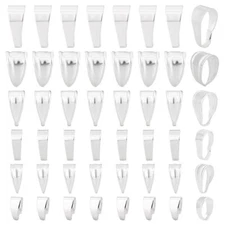 60 Pcs 6 Sizes Stainless Steel Pinch Bail Snap On Pendant Bail Connector Pinch