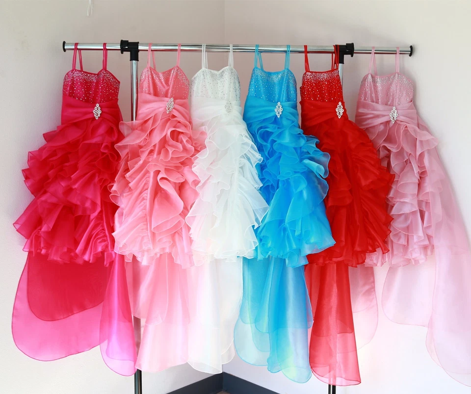 Vestido de organza plisado con volantes flor niña Junior Dama de honor Navidad Concurso Foto 2 de 4