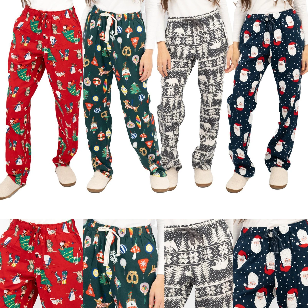 Womens Christmas Pyjama Bottom Pant GAP Old Navy Festive Cotton Long PJ Cosy