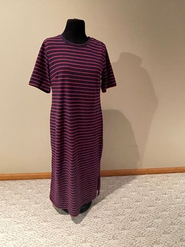Banana Republic striped navy blue red dress size M stretch long cotton