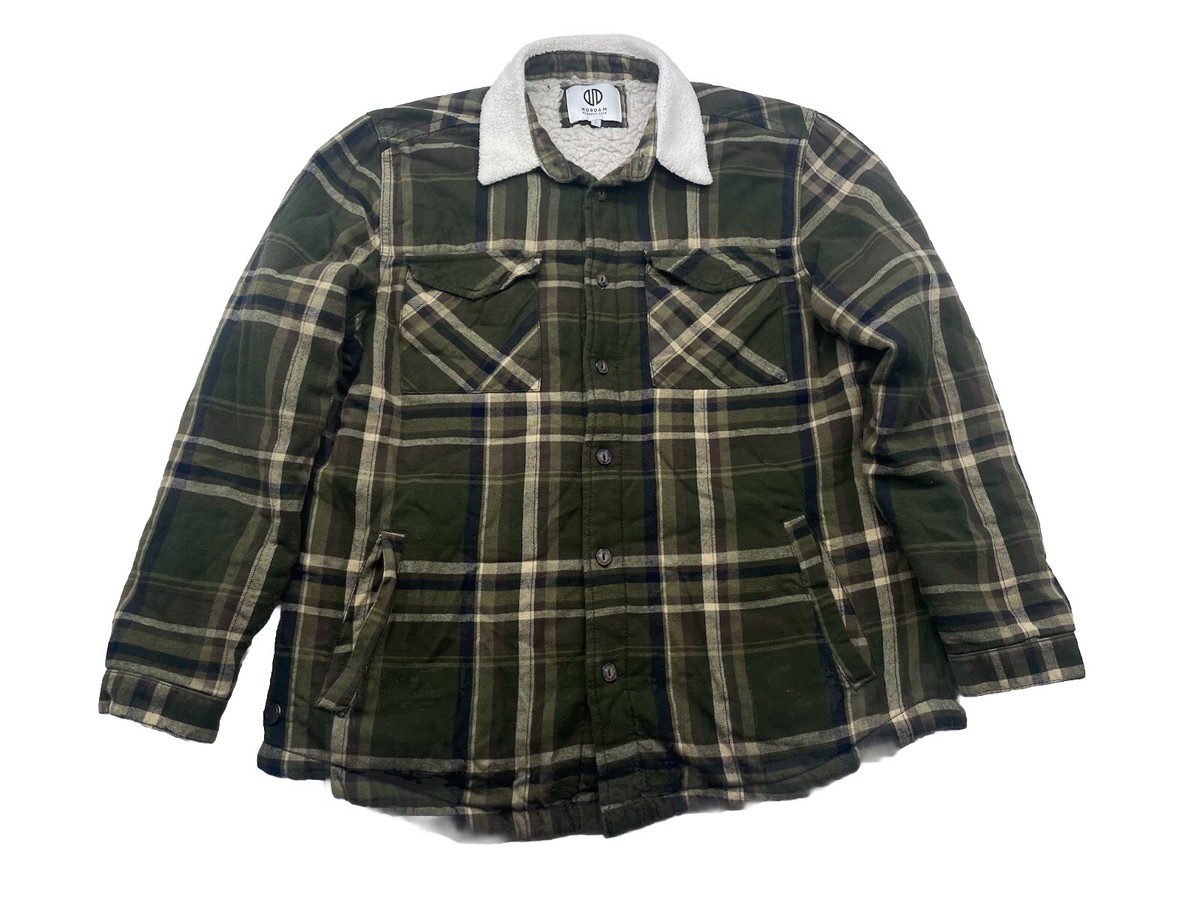 Nordam Shacket Shirt Jacket Check Flannel Padded Sherpa Lined