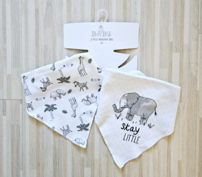 2er Set Safari Tiere Baumwolle Baby Dribble Bandana Lätzchen