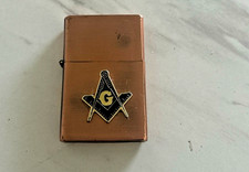 Vintage Brushed Copper Finished Zippo Lighter Freemason Masonic Cigarette