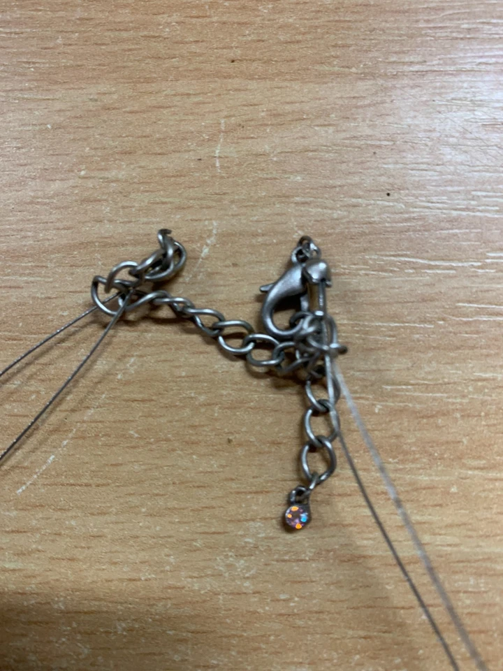 COLLAR GARGANTILLA ALAMBRE PIEDRAS Y CUENTAS ROSA VINTAGE 10 GRAMOS 16cm LARGO (P3) Foto 4 de 4