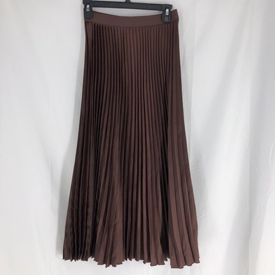 H&M Divided Pleated Skirt Size S Brown Elastic Waist Maxi