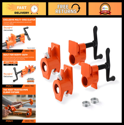 2-Pack Wood Gluing Pipe Clamp Fixture for 3/4 Inch Black Pipe - Heavy Duty Tool