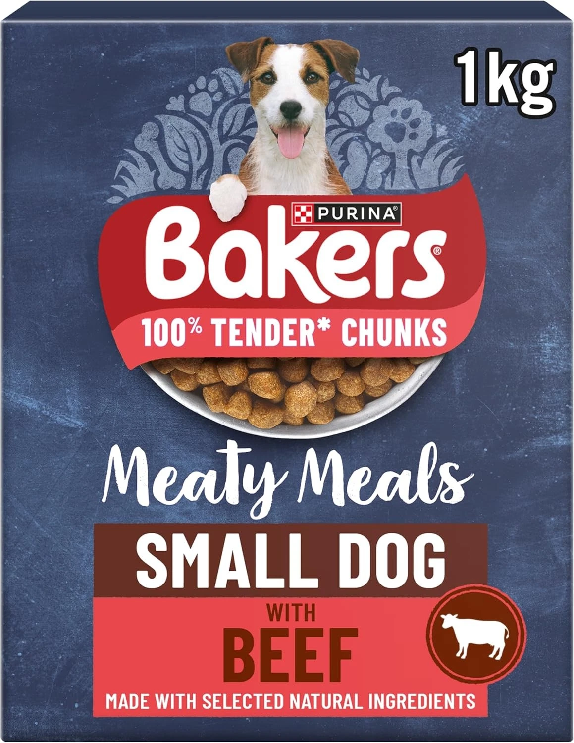 BAKERS Meaty Meals Small Adult Dry Dog Food Beef 1kg (Pack of 5)