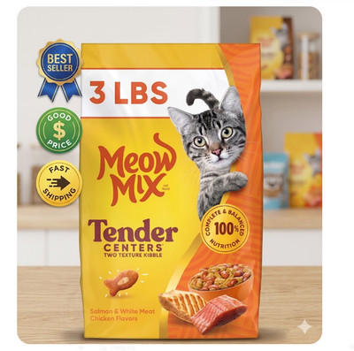 3 lb Dry Cat Food Salmon White Meat Chicken Tender Centers Formula
