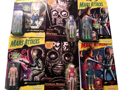 Mars Attacks Lot Super 7 ReAction Action Figures 4 GID Metaluna Mutant Brand New