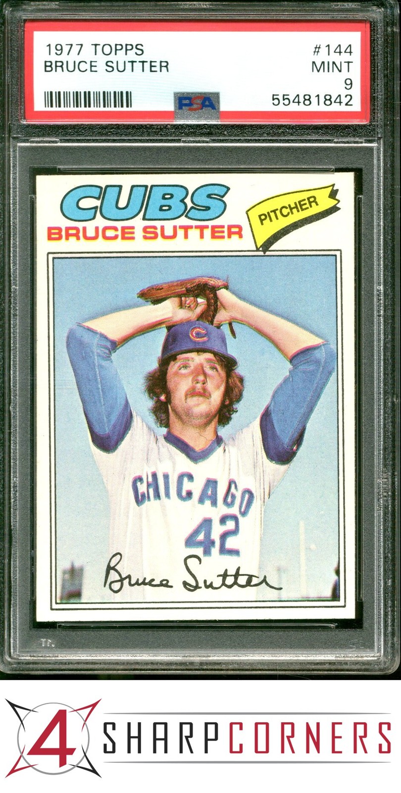 1977 TOPPS #144 BRUCE SUTTER RC CUBS HOF PSA 9