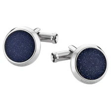 Montblanc cufflinks Stainless Steel with Blue Sunstone Inlays MB112906 No box