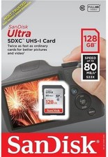 SANDISK 128GB Ultra SDXC UHS-I Memory Card - 120MB/s, C10, U1, Full HD, SD Card