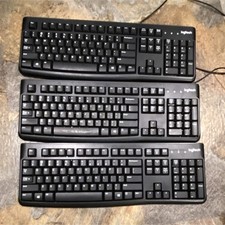 Logitech Lot of 3 Wired USB Standard Black QWERTY Plug  Play Keyboards