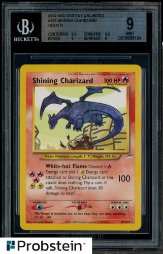 2002 Pokemon Neo Destiny Unlimited #107 Shining Charizard Holo R BGS 9 MINT