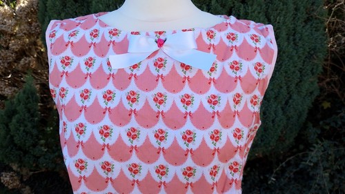 Lovely Coquette Lolita Pink Cake Print Cotton Handmade Midi TeaDress Size 12/14 - Picture 3 of 12
